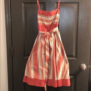 Anthropologie Orange and cream stripped dress